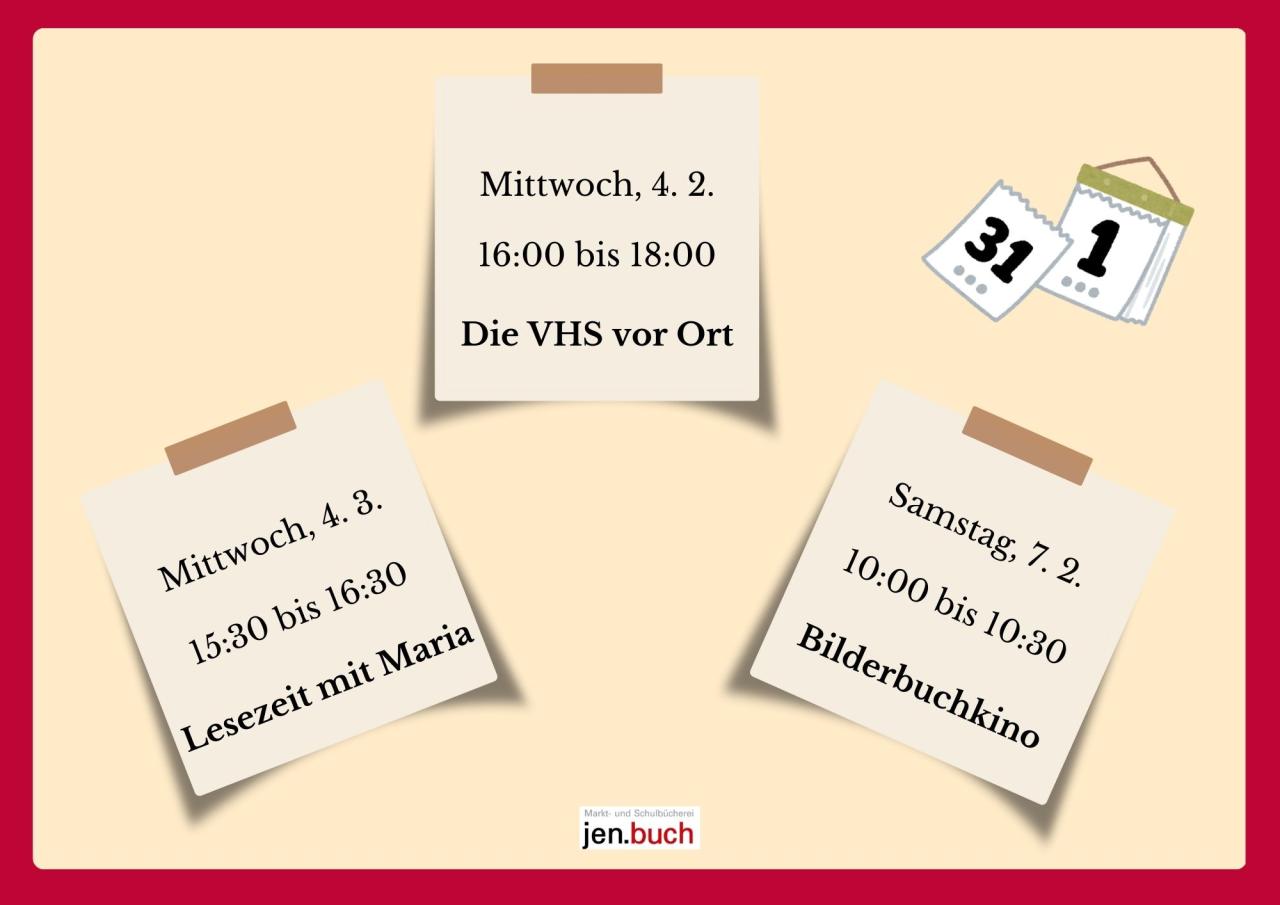 Die nächsten Termine in der Bücherei