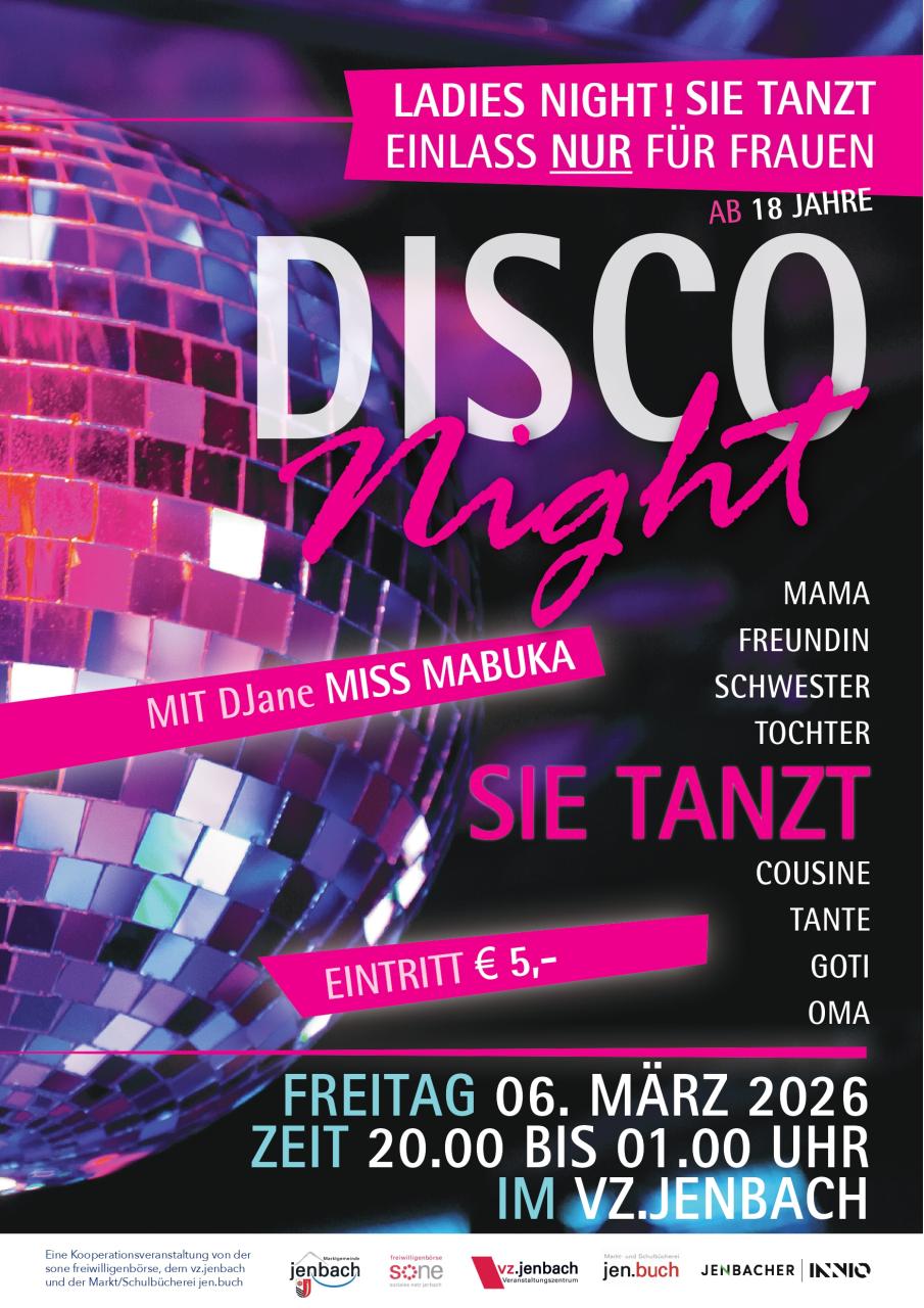 Ein Plakat zu einer Disconight mit Discokugel