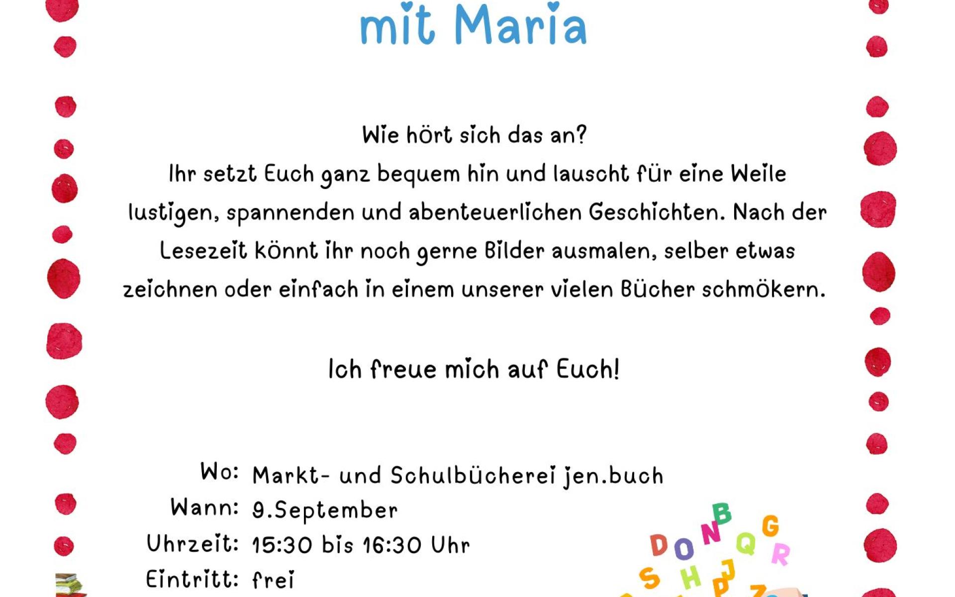 Lesezeit mit Maria Plakat