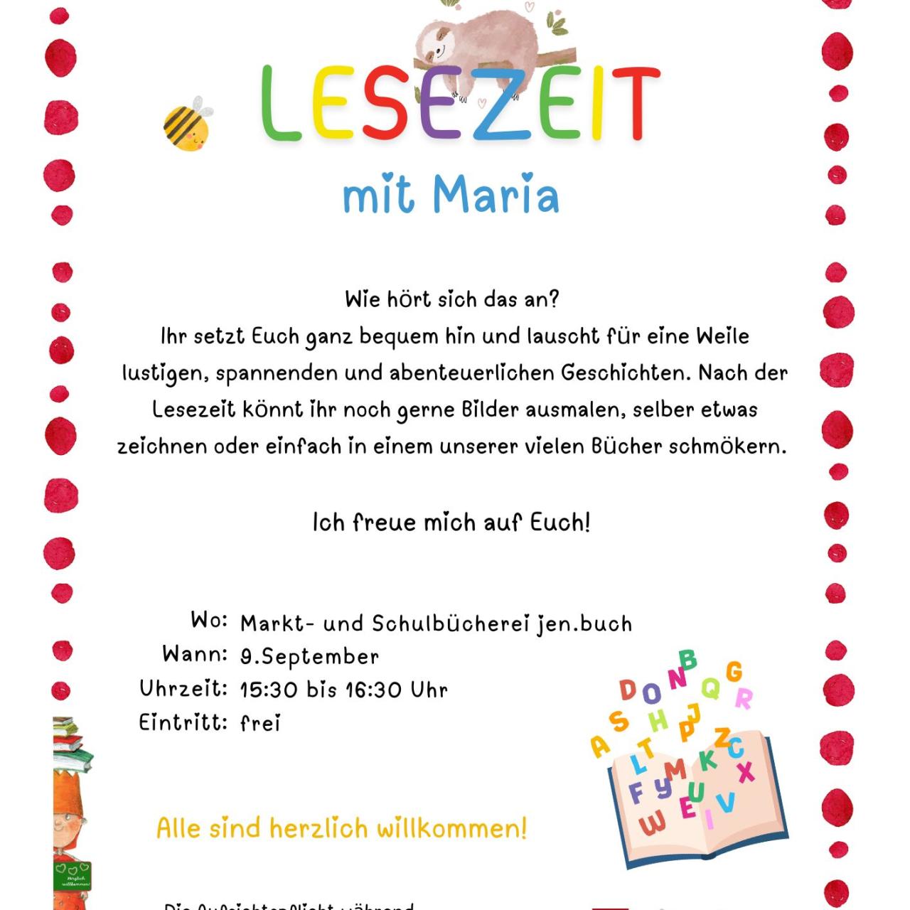 Lesezeit mit Maria Plakat